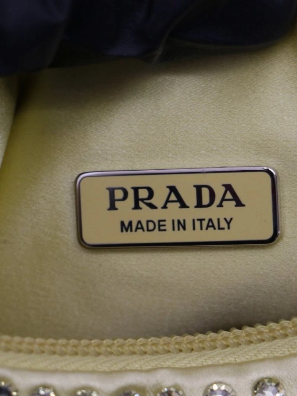 PRADA Re-Edition 2000 Yellow Crystal Nylon Shoulder Top Handle Mini Hobo Bag - Picture 3 of 15